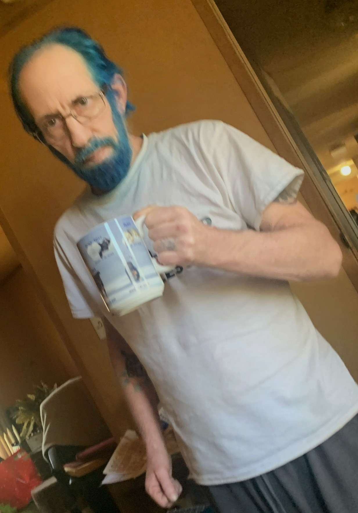 Tony Myers author of many books and weekly podcaster loves his custom printed personalized JUMBO mug