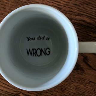 We get all kinds of "sayings" for mug bottom printing